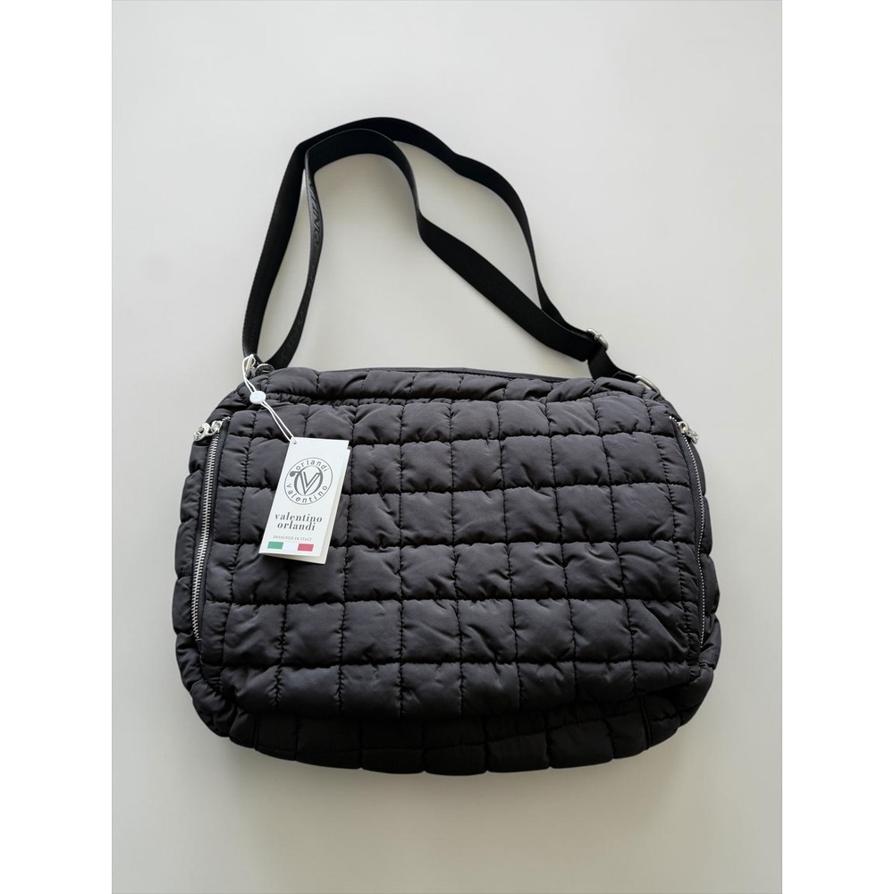 Valentino Orlandi Black Quilted Puffer Crossbody Bag V-4005 NWT